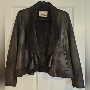 Y2K GUESS Women's Black Faux Leather Jacket. Size M. Like New.